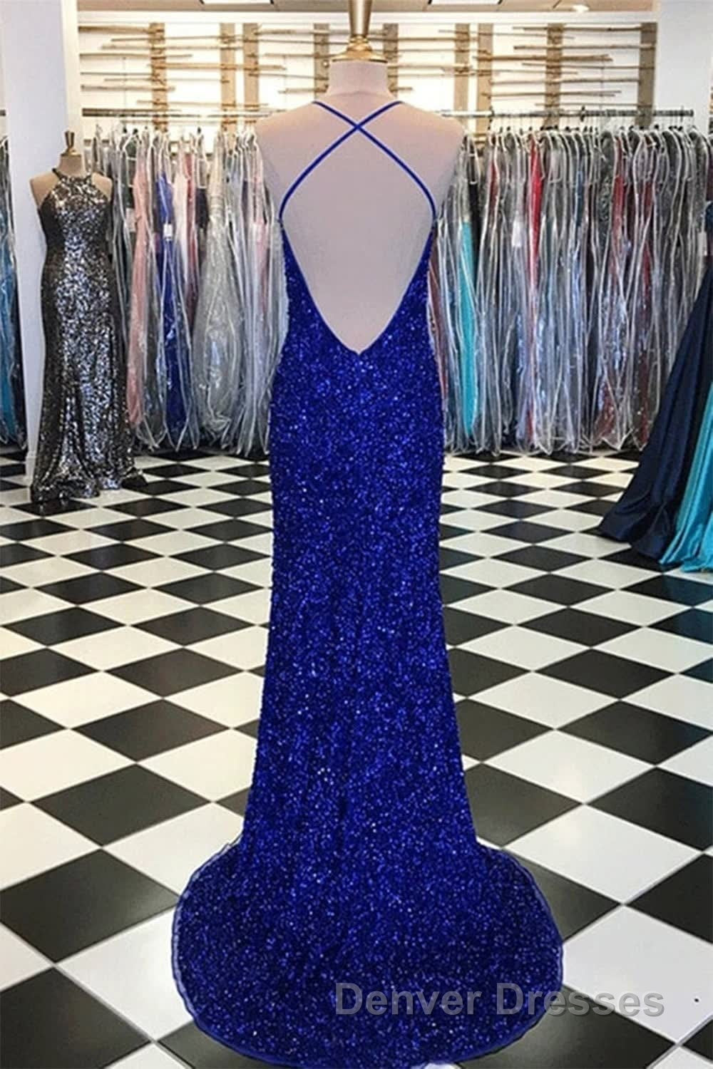 Royal Blue Sequin Mermaid Prom Dress Secondary image