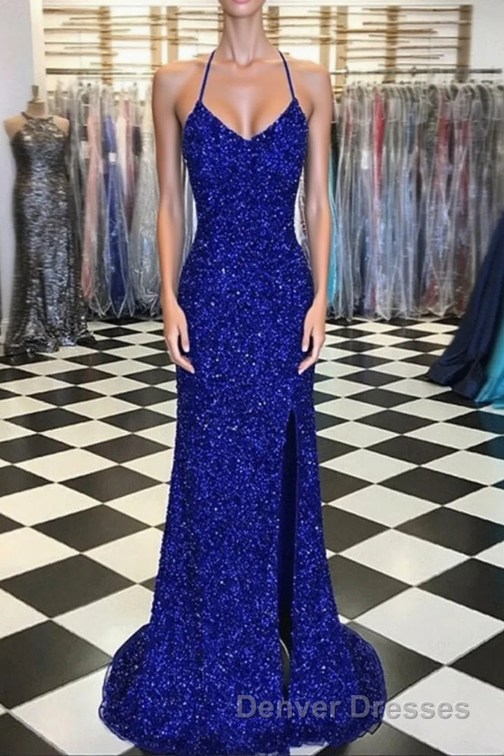 Royal Blue Sequin Mermaid Prom Dress