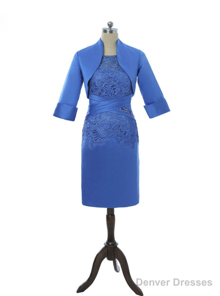 Royal Blue Sheath Knee Length Mother Of The Bride Dresses
