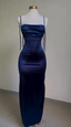 Royal Blue Straps Backless Satin Long Party Dress Evening Dress