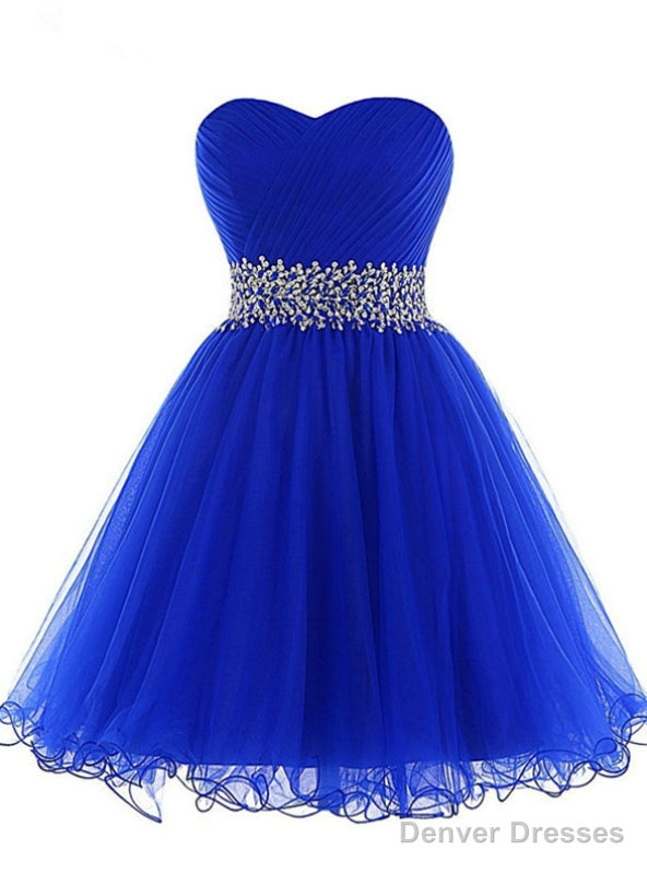 Royal Blue Sweetheart Pleats Beading Sequins Homecoming Dress Main image