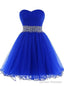 Royal Blue Sweetheart Pleats Beading Sequins Homecoming Dress