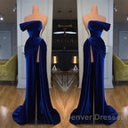 Royal Blue Velvet Trumpet Mermaid Prom Dress With Slit
