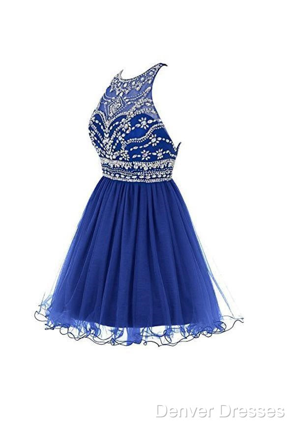 Royal Bule Tulle Homecoming Dress Short Prom Gowns