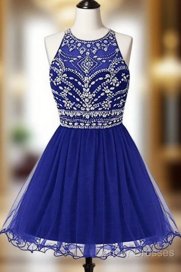 Royal Bule Tulle Homecoming Dress Short Prom Gowns Main image