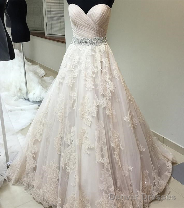 Ruched Sweetheart Crystal Beaded Sashes Tulle Wedding Dresses Lace Embroidery Secondary image