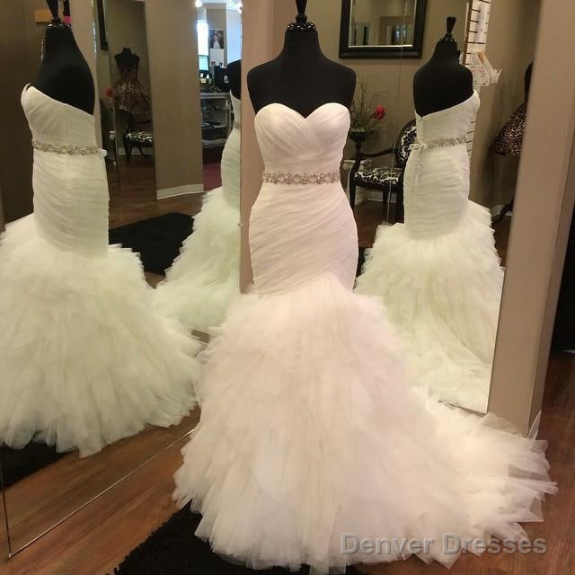 Ruched Sweetheart Pleated Tulle Ruffles Mermaid Wedding Gown Main image