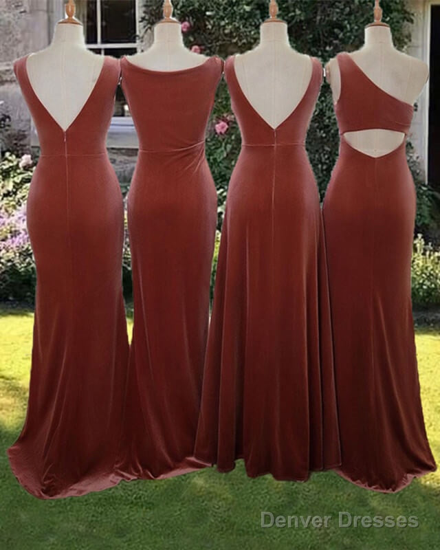 Rust Velvet Bridesmaid Dresses Mismatched Secondary image