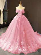 Princess Quinceanera Dress Off The Shoulder Applique Sweet 16 Party Prom Gowns