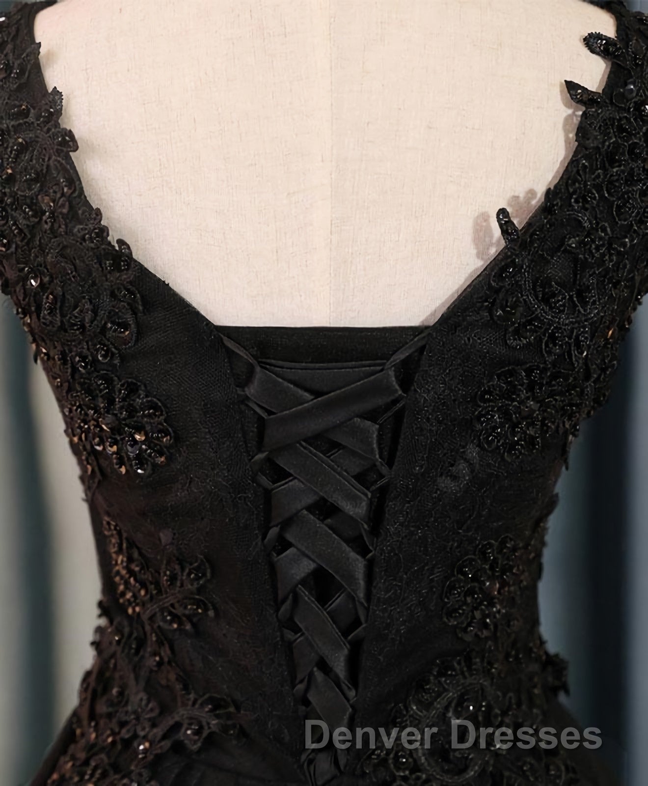 Black V Neck Lace Short Prom Dress, Homecoming Dress, Homecoming Dress