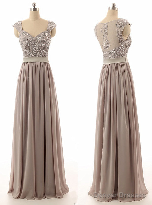 Hot Selling Cap Sleeves Beaded Floor Length Taupe Bridesmaid Dress Main image