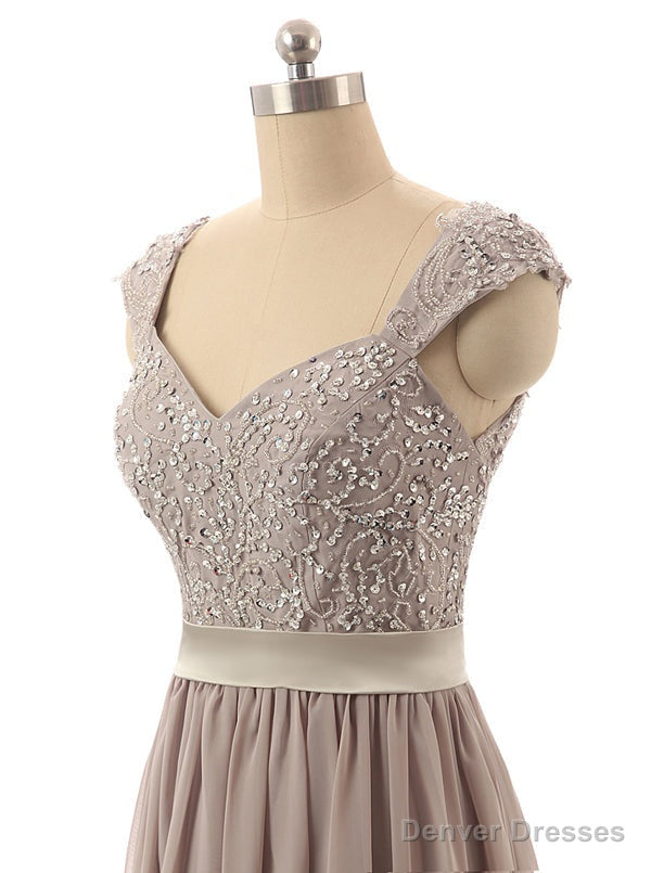 Hot Selling Cap Sleeves Beaded Floor Length Taupe Bridesmaid Dress Secondary image