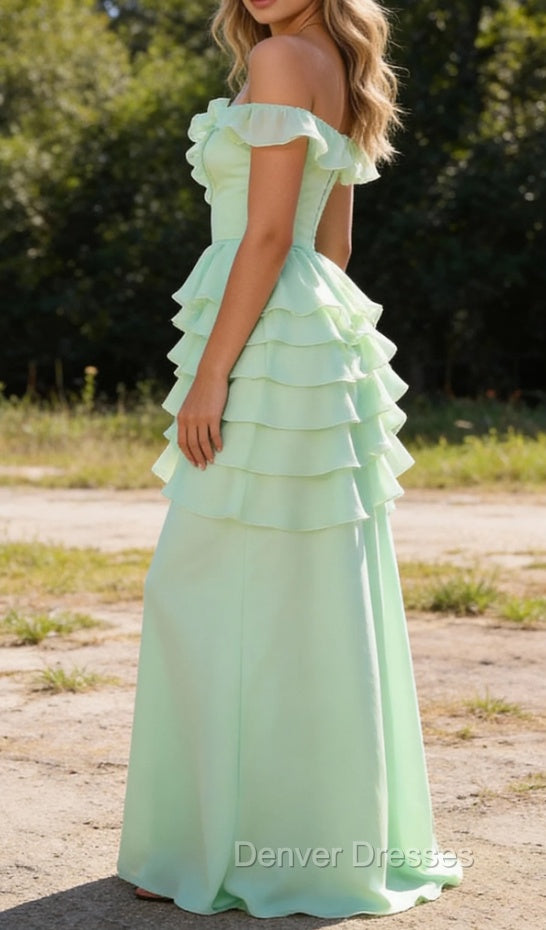 Sage Green Bridesmaid Dress Corset Ruffled Long Bridesmaid Dress Secondary image