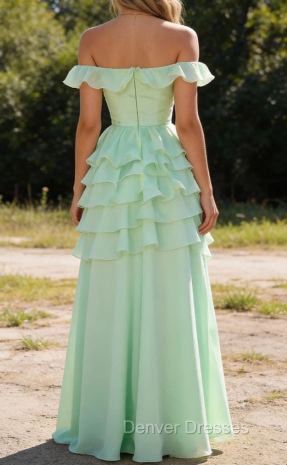 Sage Green Bridesmaid Dress Corset Ruffled Long Bridesmaid Dress