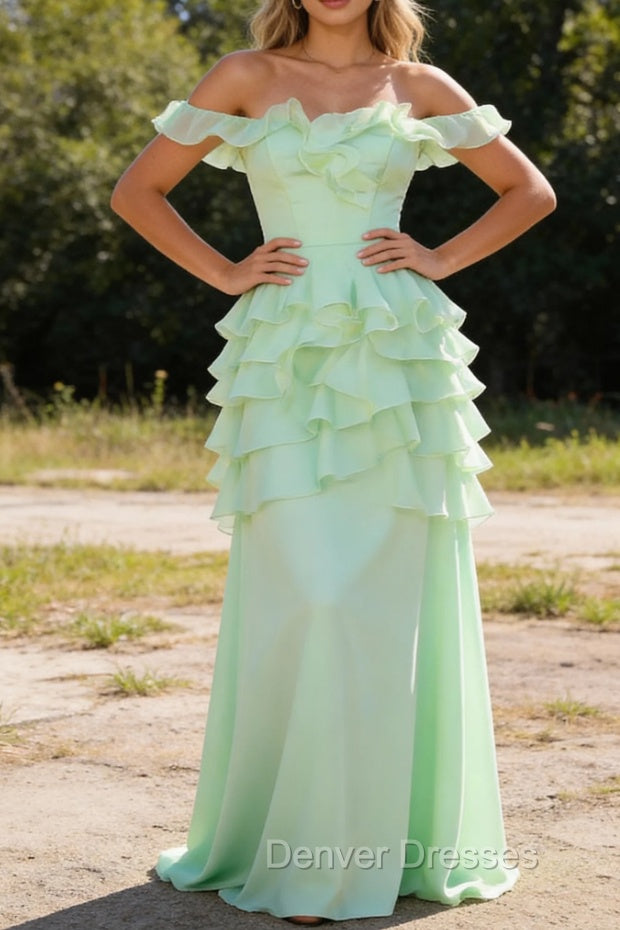 Sage Green Bridesmaid Dress Corset Ruffled Long Bridesmaid Dress