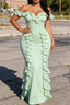 Sage Green Bridesmaid Dresses Corset Ruffled Long Bridesmaid Dress