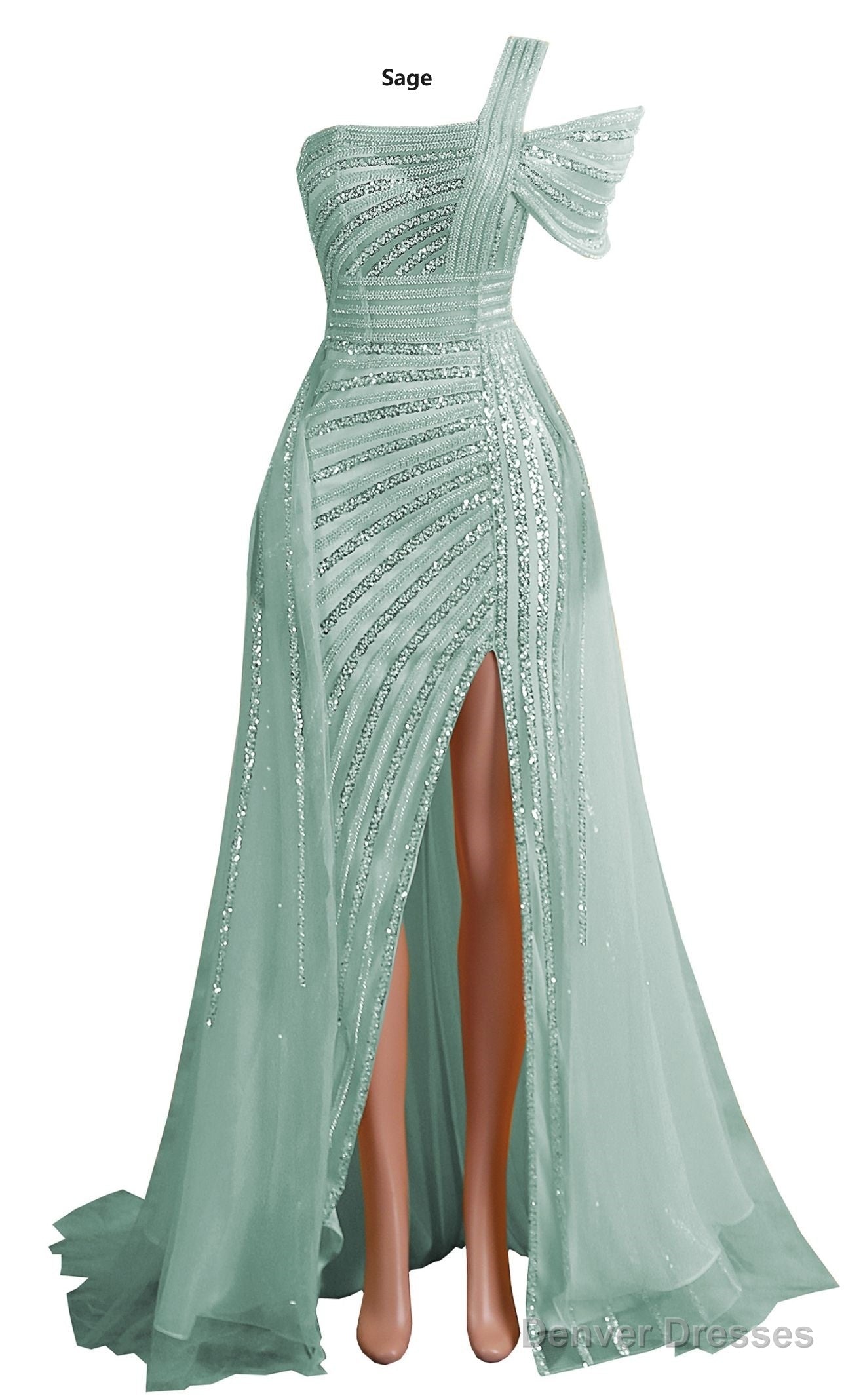 Sage Green Off Shoulder Mermaid Prom Dresses Luxurious Silver Bead Trumpet Formal Dresses Secondary image