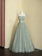 Sage Green Prom Dress A line Tulle Long Prom Dress