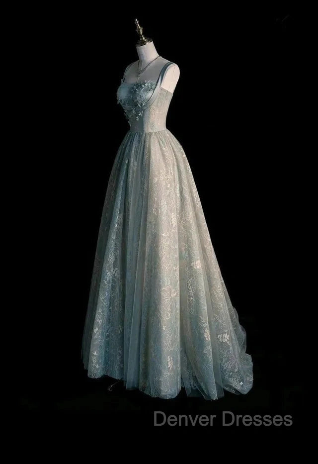 Sage Green Prom Dress A line Tulle Long Prom Dress