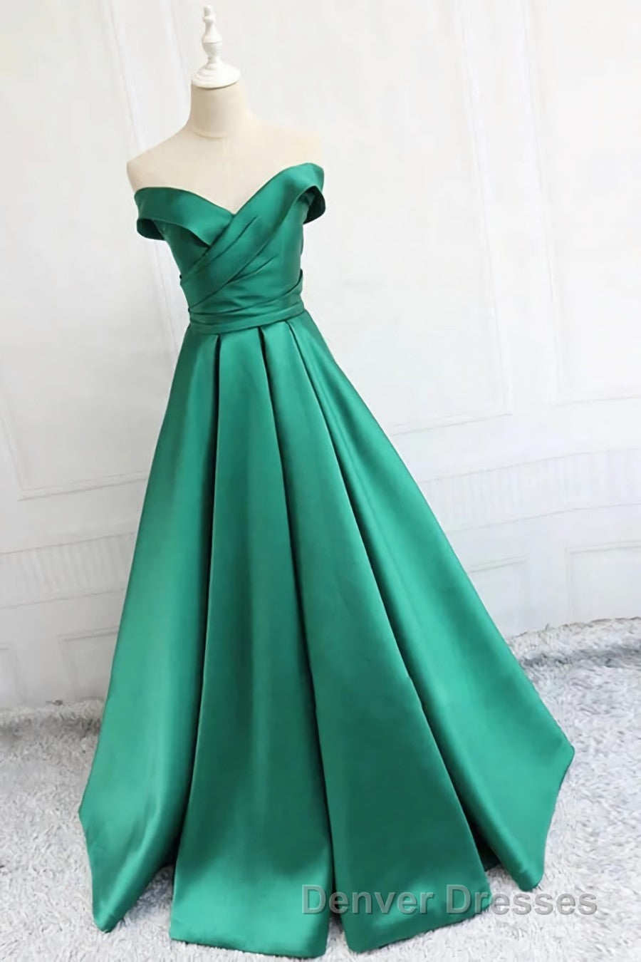 Satin A-line Off-the-Shoulder Evening Dress,Elegant  Long Prom Dress,Graduation Dress