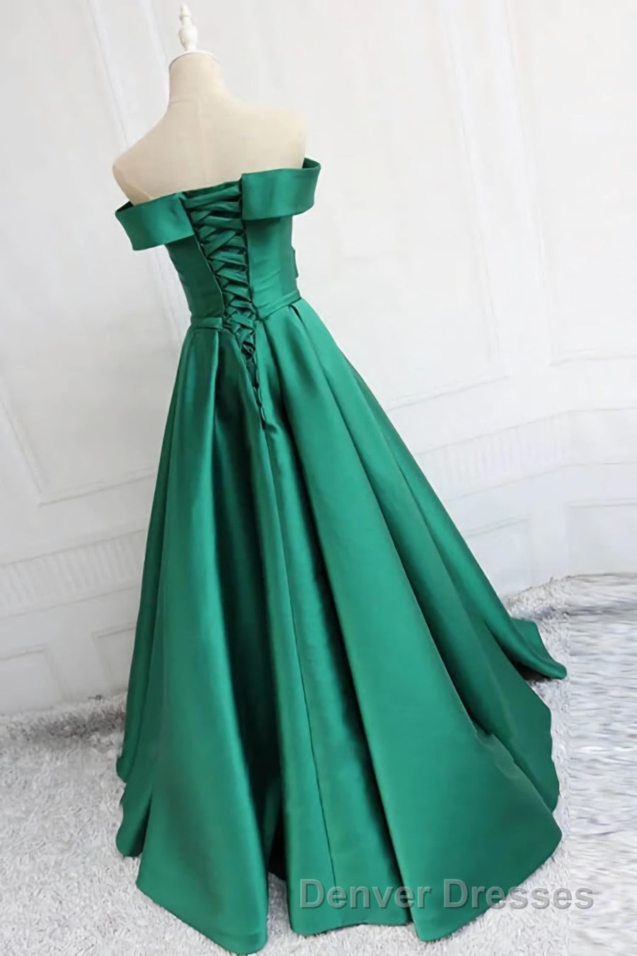 Satin A-line Off-the-Shoulder Evening Dress,Elegant  Long Prom Dress,Graduation Dress