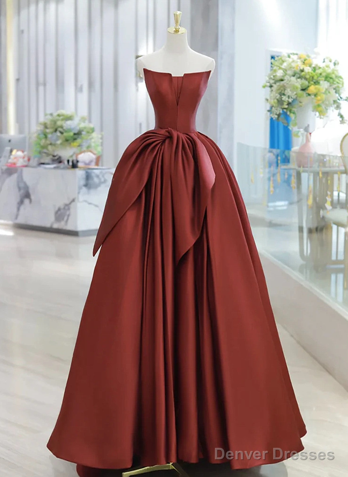 Satin Long Simple Formal Dress Evening Dress, Satin Lace-up Prom Dress Main image
