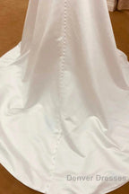 Satin Spaghetti Straps Backless Long Wedding Dress