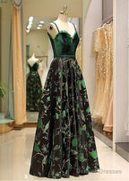 Satin Spaghetti Straps  Fleece & Embroidery Evening Dress