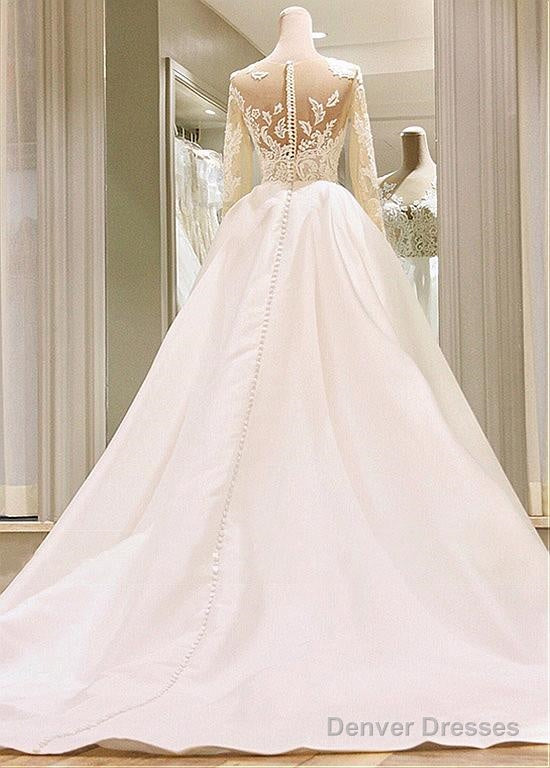 Satin Wedding Dress With Sleeves, Dresses For Wedding, Bridal Gown ,Bride Dress, Dresses For Brides Secondary image