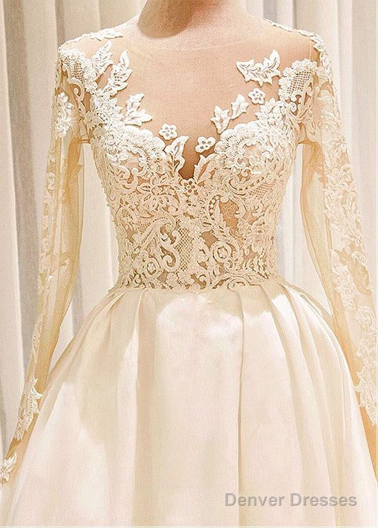 Satin Wedding Dress With Sleeves, Dresses For Wedding, Bridal Gown ,Bride Dress, Dresses For Brides