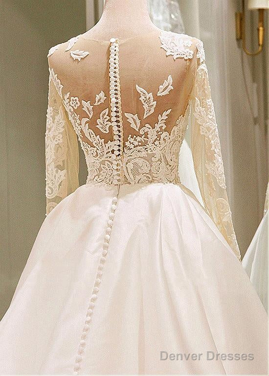 Satin Wedding Dress With Sleeves, Dresses For Wedding, Bridal Gown ,Bride Dress, Dresses For Brides