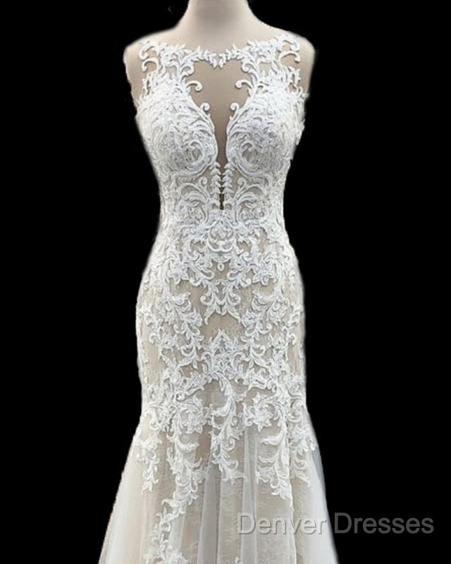 Scoop Neck Mermaid Wedding Dress Lace Court Train Secondary image