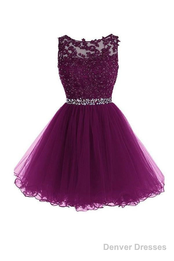 Scoop Short Grape Homecoming Dress Mini Graduation Dress Secondary image