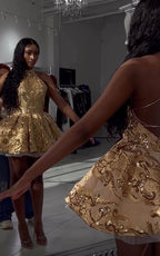 Sequin Backless Homecoming Dress 17Th Birthday Outfits