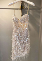 Sequin Prom Dress, Sheath Short Prom Dress