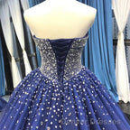 Sequined Navy Blue Quinceanera Dress Ball Gown Dress