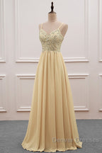Sequined  Spaghetti Straps Chiffon Long Prom Dress