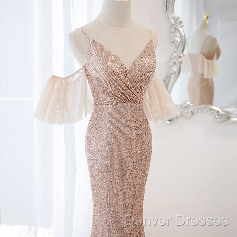 Sequins And Tulle Mermaid Long Party Dress Prom Dress, Off Shoulder Formal Dress
