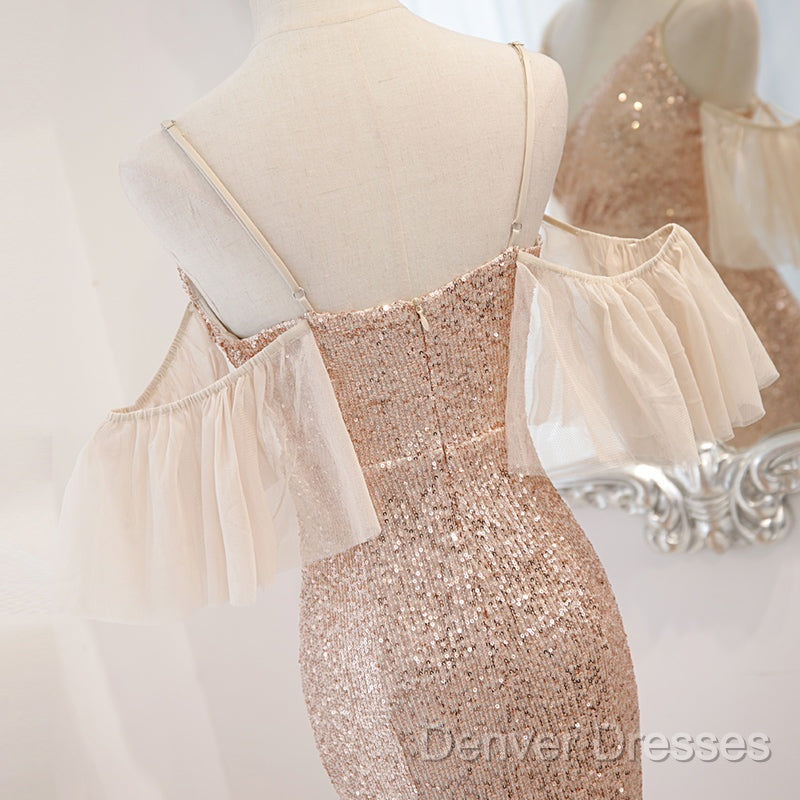 Sequins And Tulle Mermaid Long Party Dress Prom Dress, Off Shoulder Formal Dress