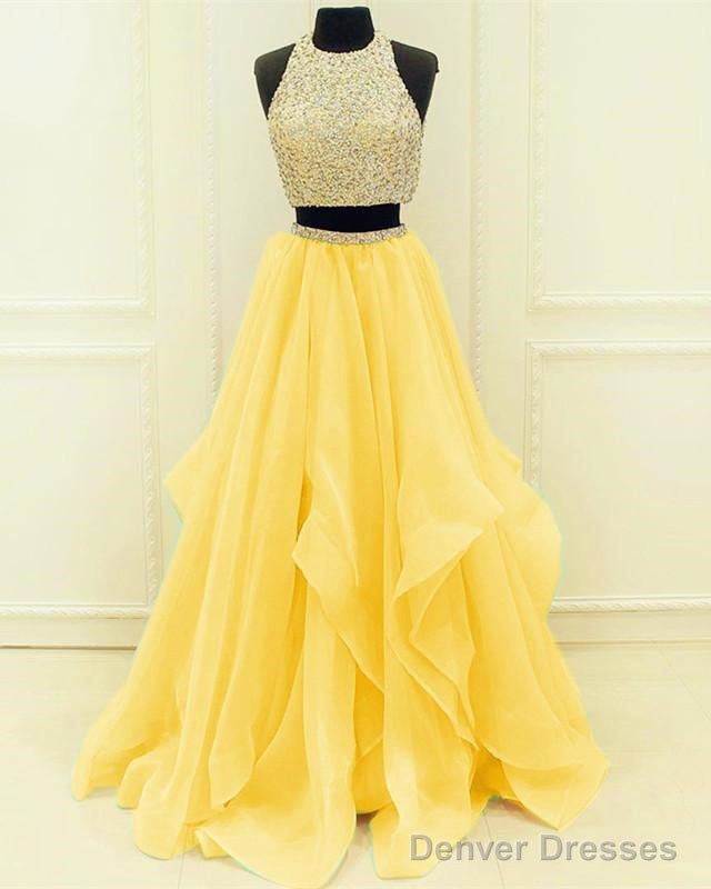 Sequins Beaded Organza Layered Two Piece Ball Gowns Prom Dresses,Wedding Party Dresses Secondary image
