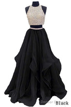 Sequins Beaded Organza Layered Two Piece Ball Gowns Prom Dresses,Wedding Party Dresses