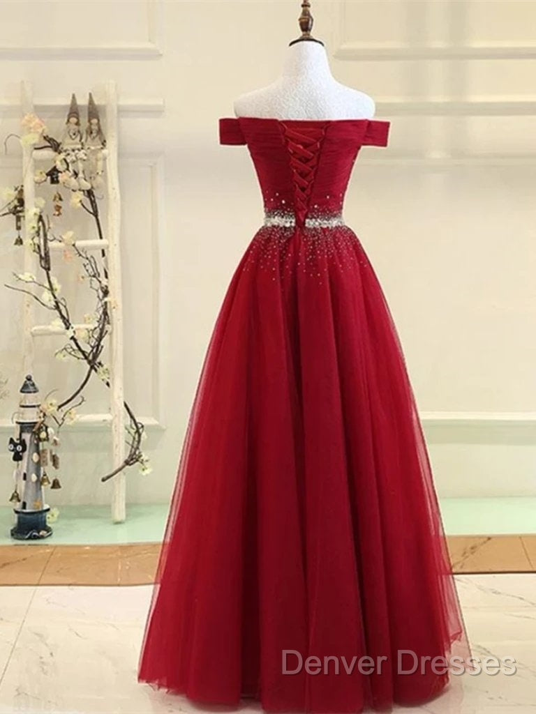 Sequins Burgundy Long Off The Shoulder Prom Dress Secondary image
