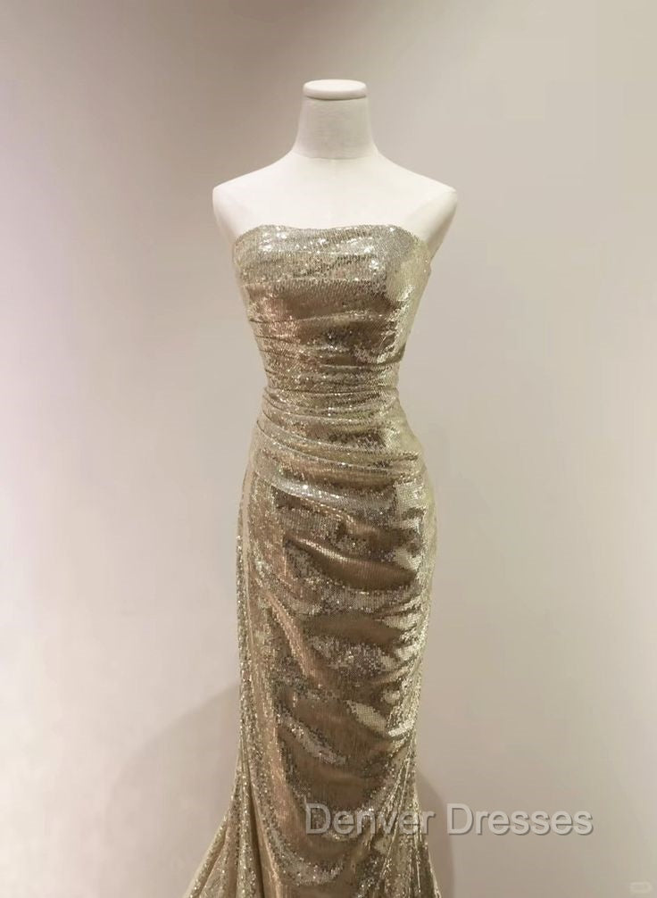 Sequins Mermaid Scoop Long Evening Dress, Long Prom Dress Party Dress