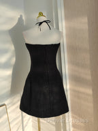 Sexy A Line Halter Black Holiday Dress Travel Vacation Dress Short Birthday Dress