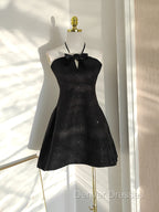 Sexy A Line Halter Black Holiday Dress Travel Vacation Dress Short Birthday Dress
