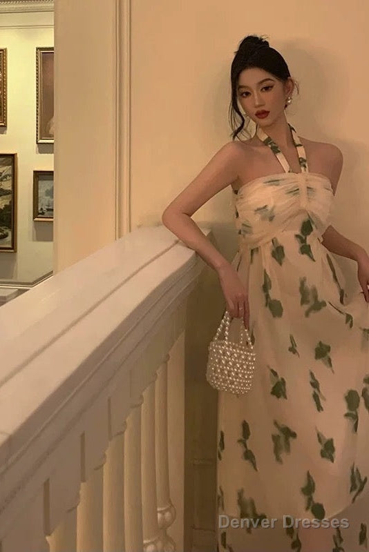 Sexy A Line Halter Floral Prom Dresses Birthday Outfits Evening Gown Secondary image