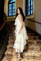 Sexy A Line Halter Neckline Chiffon Ruffles Evening Dress Prom Dresses