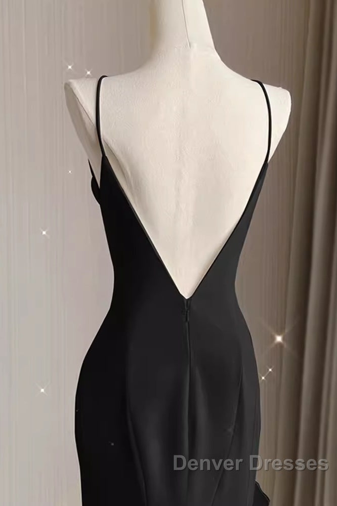 Sexy A Line Long Senior Chiffon Black Prom Dress Formal Dress