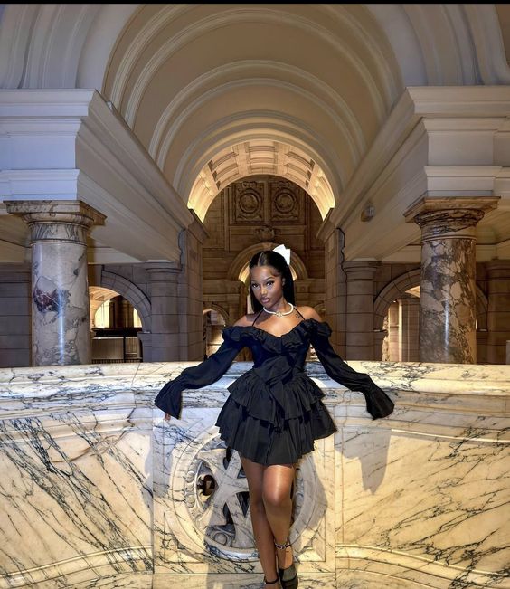 Sexy A line Off The Shoulder Long Sleeves Black Short Homecoming Dress