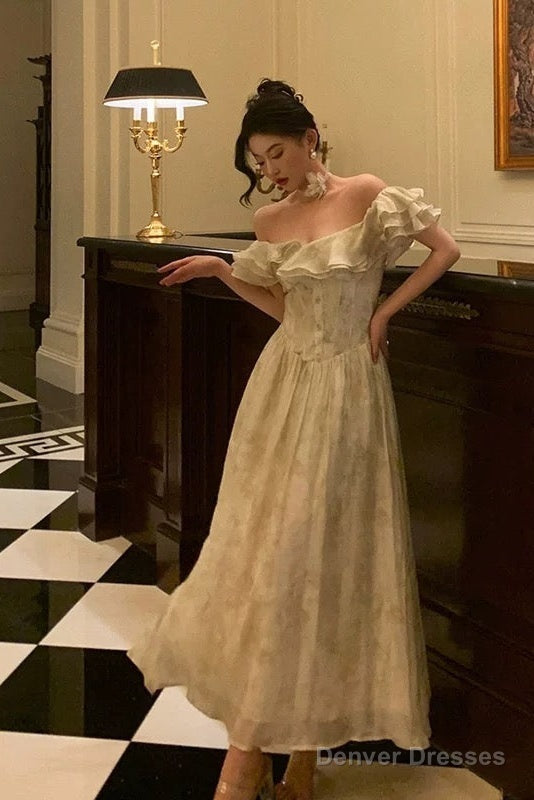 Sexy A Line Off The Shoulder Short Sleeves Floral Prom Dresses Birthday Outfits Evening Gown Secondary image